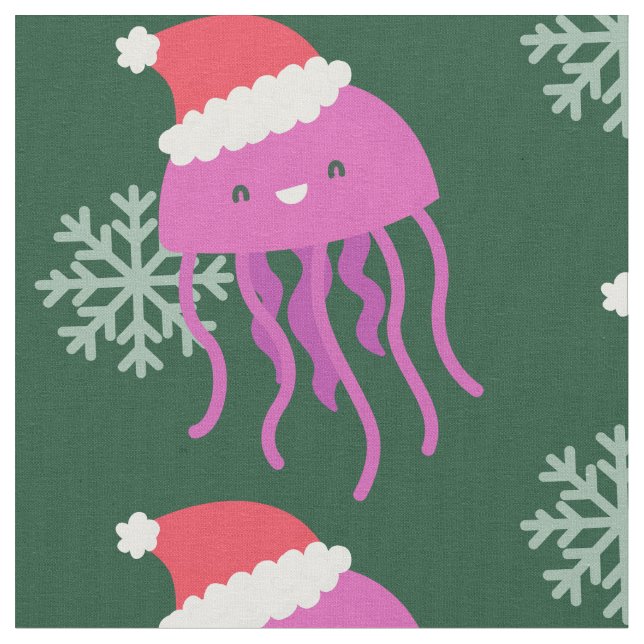 Tissu méduse de Noël père Noël flocon de neige (Fermer)
