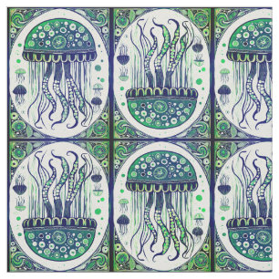 Tissu Méduse psychédélique Art Nouveau Style