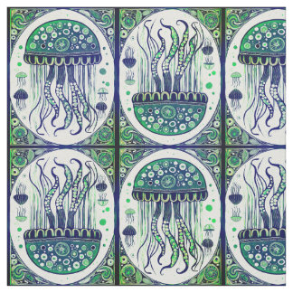 Tissu Méduse psychédélique Art Nouveau Style
