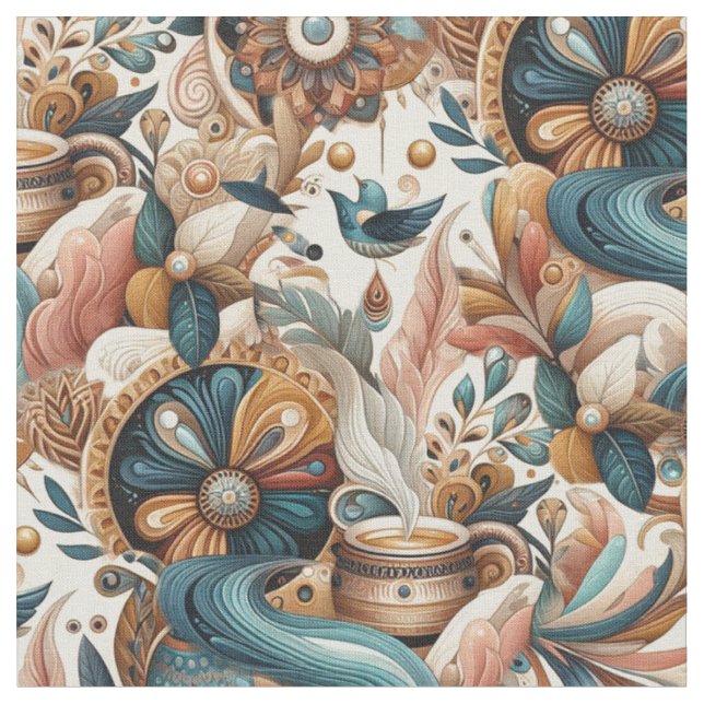 Tissu Mélange bohème de couleurs et de fleurs (Fermer)
