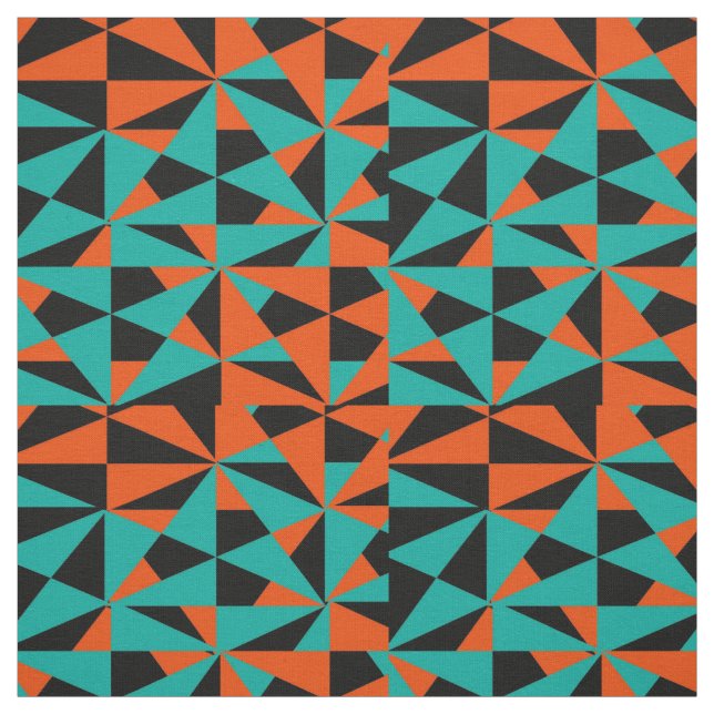 Tissu Mélange noir Turquoise rétro rétro (Échantillon)