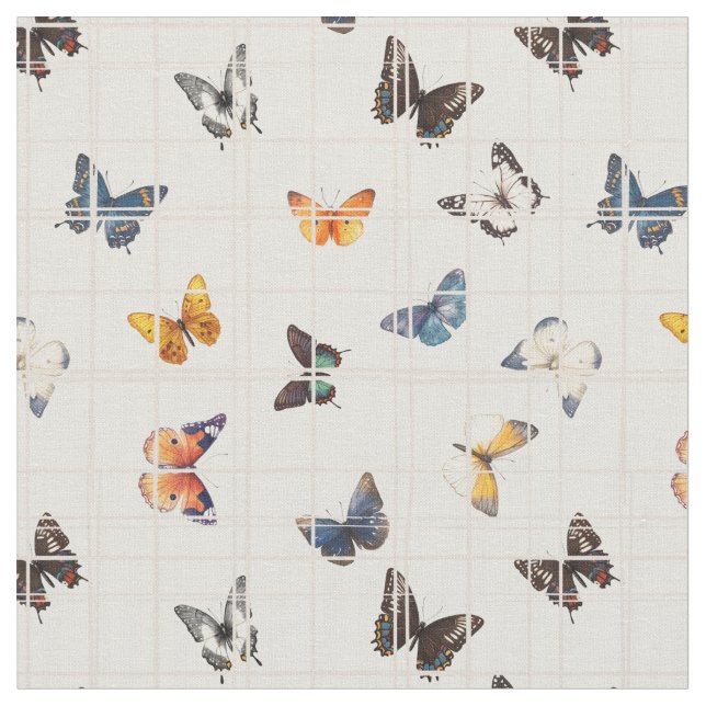 Tissu Mélange papillon beige (Fermer)