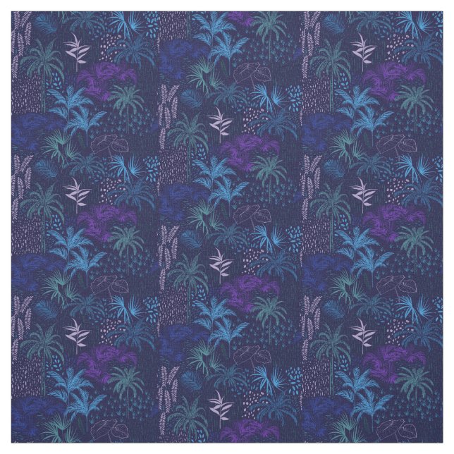 Tissu Memphis Style Tropical Ferns Palm Foliage (Échantillon)