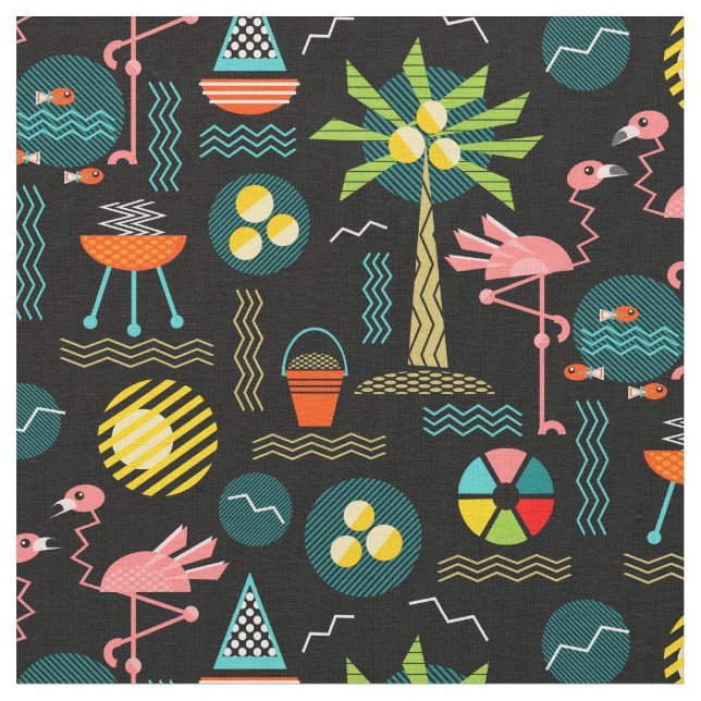 Tissu Memphis Tropical on Black (Fermer)