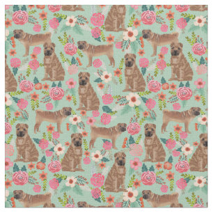 Tissu menthe à fleurs vintages de sharpei