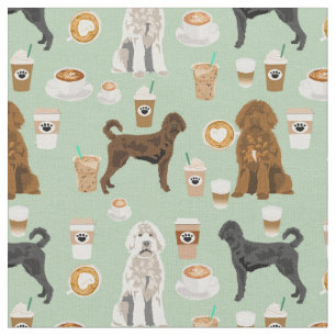 Tissu menthe amoureuse du café labradoodle
