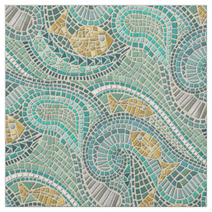 Tissu menthe de poisson en mosaïque