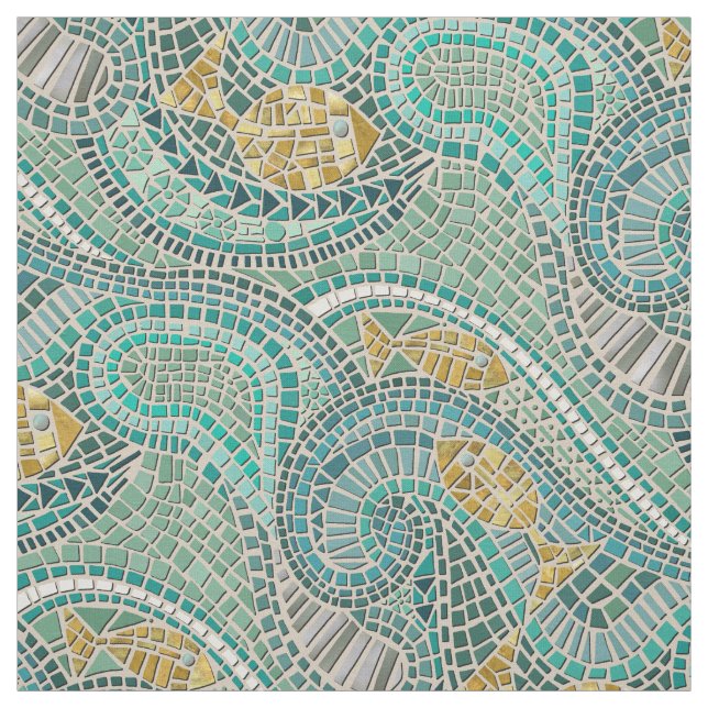 Tissu menthe de poisson en mosaïque (Échantillon)