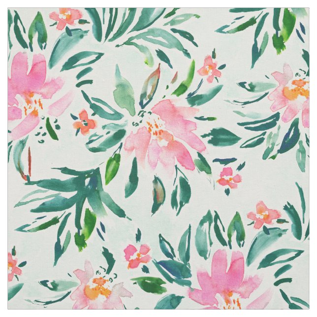 Tissu Menthe de rose de BRUISSEMENT florale (Échantillon)
