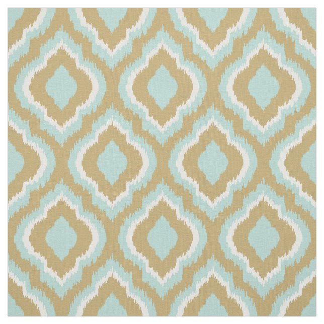 Tissu Menthe et or Ikat marocain (Échantillon)
