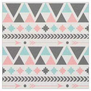 Tissu Menthe inspirée par Aztèque et motif bleu