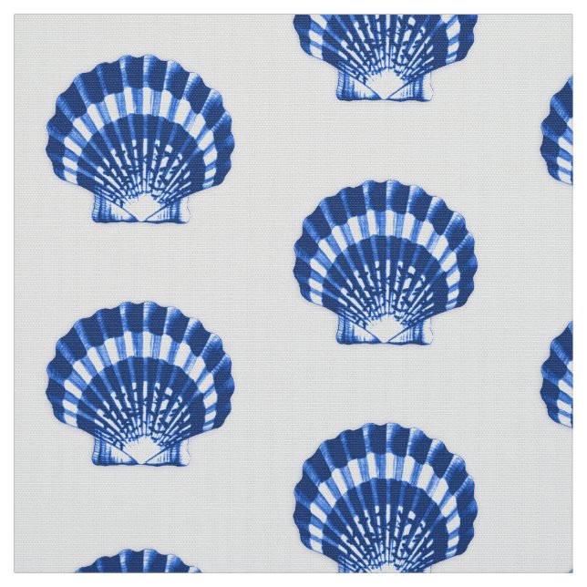 Tissu Mer Shell - bleu et blanc de cobalt (Échantillon)