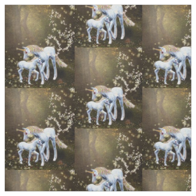 Tissu Mère et bébé licorne (Échantillon)