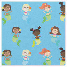 Mermaid Cute Cartoon Kids Impression Fabric