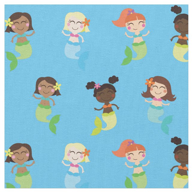 Tissu Mermaid Cute Cartoon Kids Impression Fabric (Fermer)
