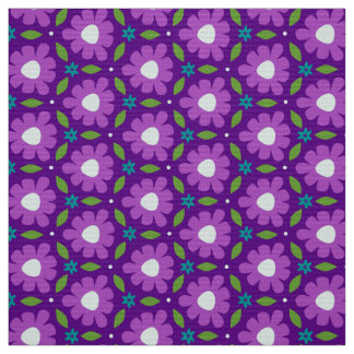 Tissu MERMAID - Fleurs botaniques violettes sur de migno