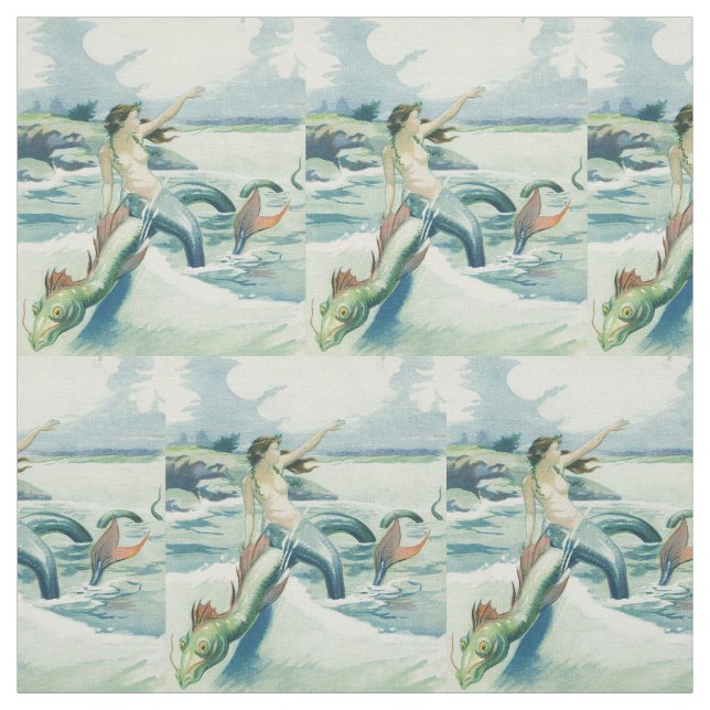 Tissu Mermaid Riding Serpent de mer Thunder_Cove (Échantillon)