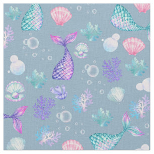 Tissu Mermaids Dream sur Grey-Blue