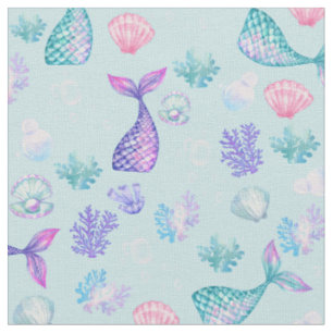 Tissu Mermaids Dream sur Pastel Blue