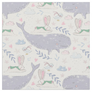 Tissu Merveilleux hiver de la baleine et du lapin
