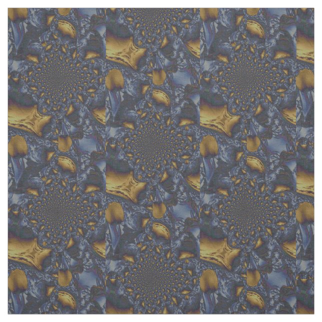 Tissu Métal Moulé or et argent bleu (Échantillon)