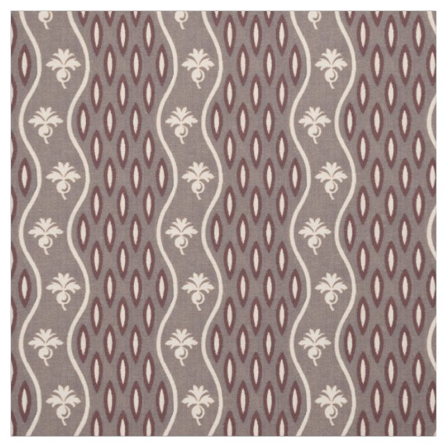 Tissu Mi-1800s Gris, Gris et Bourgogne (Échantillon)
