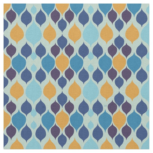 Tissu Mi-siècle 1960 Géométrique Bleu (Fermer)