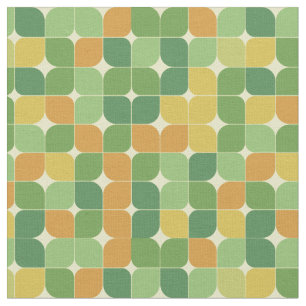 Tissu Mi-siècle Abstrait Motif vert orange