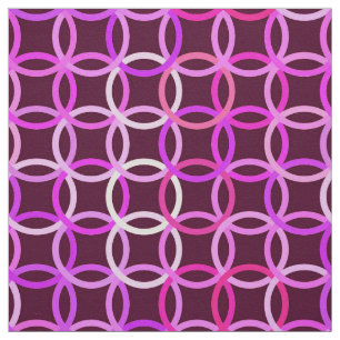 Tissu Mi-siècle Cercles modernes, prune et orchidée rose