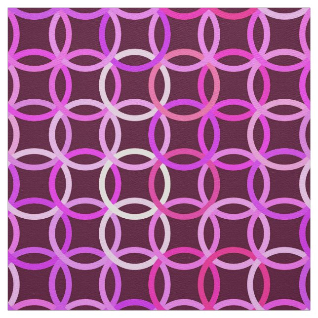 Tissu Mi-siècle Cercles modernes, prune et orchidée rose (Échantillon)