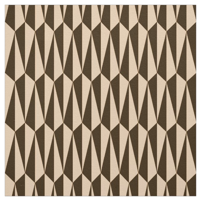 Tissu Mi-siècle géométrique, chocolat et pêche (Échantillon)