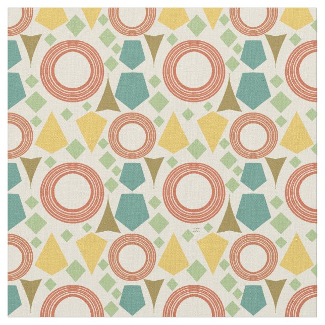 Tissu Mi-siècle moderne géométrique coloré (Fermer)