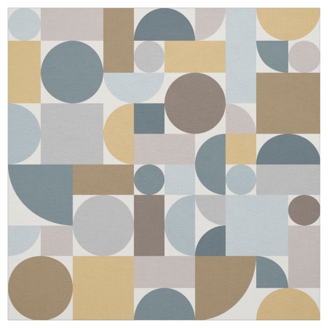 Tissu Mi-siècle moderne Géométrique Or Bleu (Échantillon)