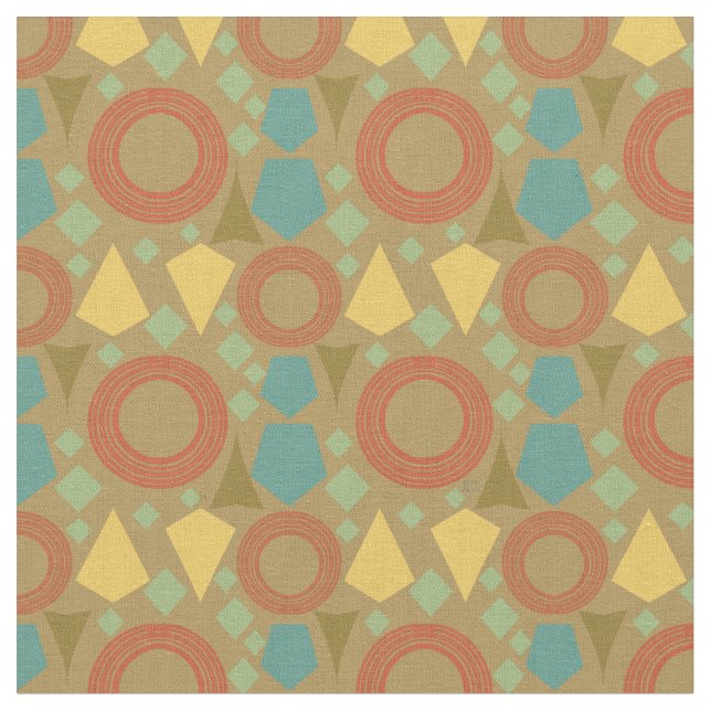 Tissu Mi-siècle moderne Jaune géométrique (Fermer)