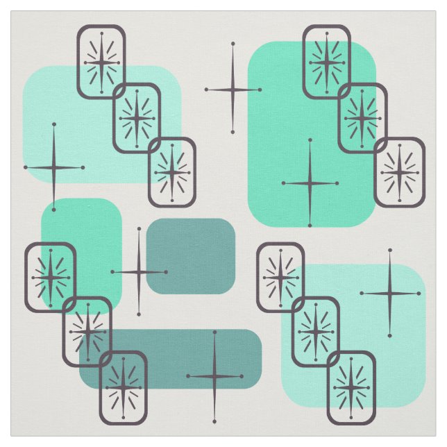 Tissu Mi-siècle moderne Mint Vert Turquoise (Échantillon)