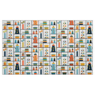Tissu Mi-siècle Moderne Rétro Élégants Tablettes De Cuis