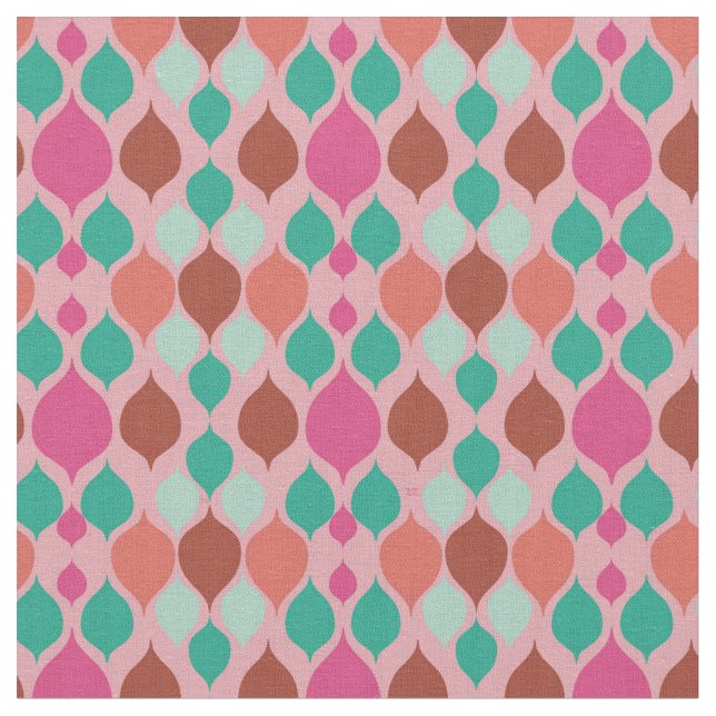 Tissu Mi-siècle moderne rose géométrique  (Fermer)