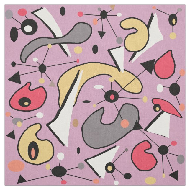 Tissu Mi-siècle moderne Sphères organiques atomiques des (Échantillon)