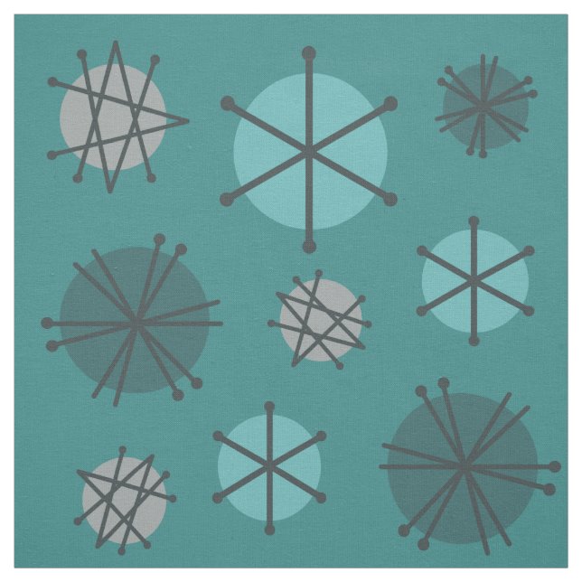 Tissu Mi-Siècle Moderne Starburks Turquoise (Échantillon)