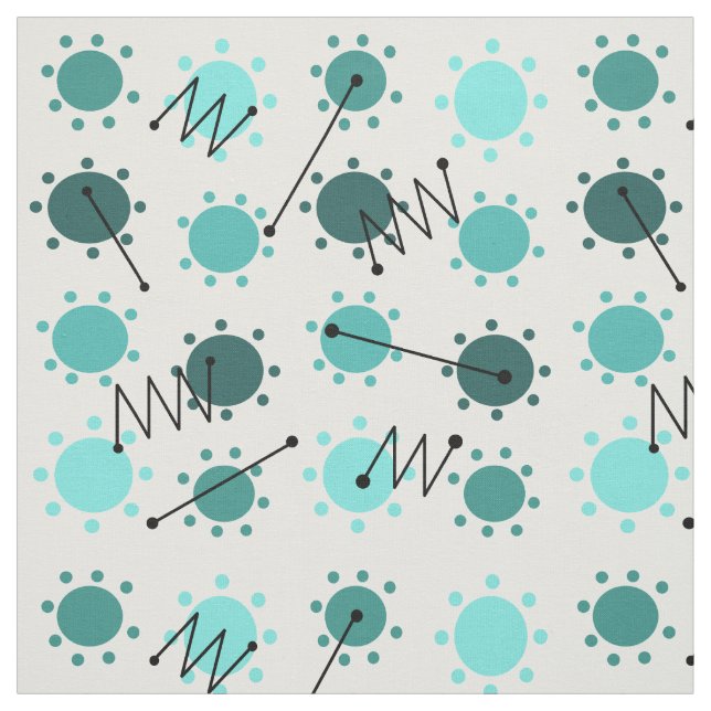 Tissu Mi-siècle Moderne Sunshine Turquoise (Échantillon)