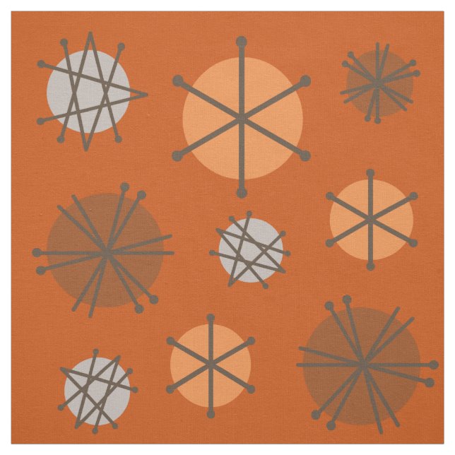 Tissu Mi-siècle Starbursts Modernes Brûlé Orange (Échantillon)