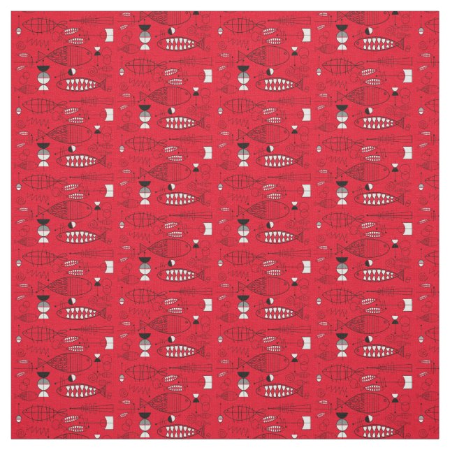 Tissu Mid-Century Modern Whimsical Fish (Échantillon)