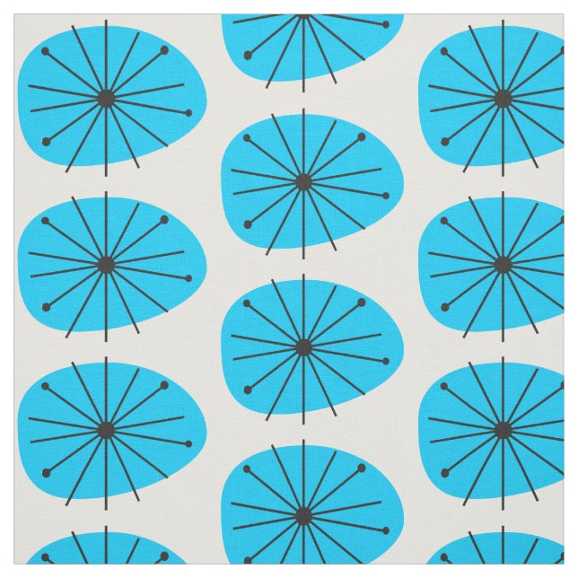 Tissu Mid Century moderne Blue Blast Starburst Imprimer (Échantillon)