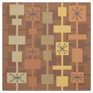 Tissu Mid Century Moderne Multicolore Brown