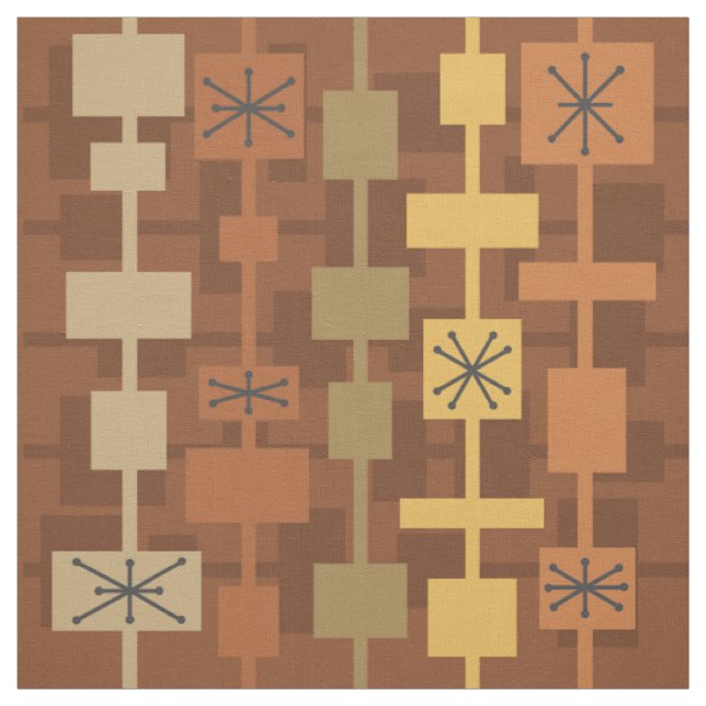 Tissu Mid Century Moderne Multicolore Brown (Échantillon)