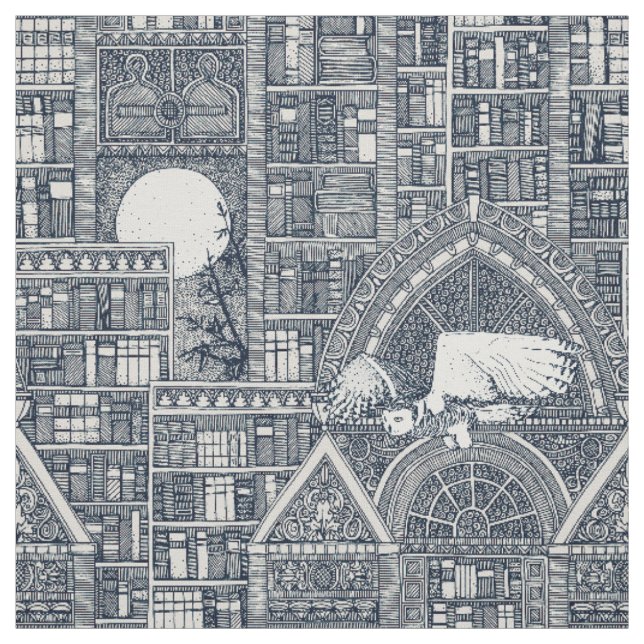 Tissu midnight library indigo Fabric (Échantillon)