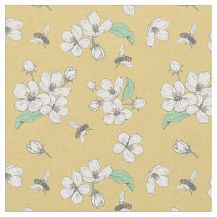 Tissu Miel Bee Floral Gold