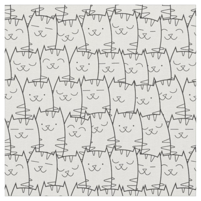 Tissu mignon 2 de chats de bande dessinée (Fermer)