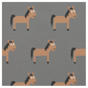 Tissu Mignon cheval enfant bébé nurserie gris