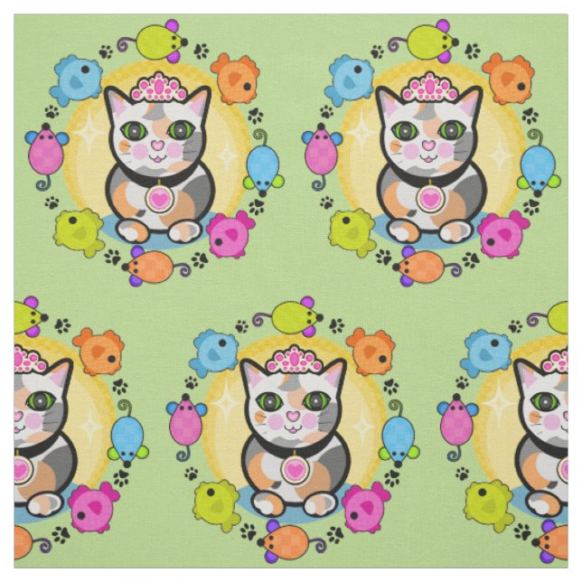 Tissu mignon d'amants de la Reine Kitty de chat de (Échantillon)